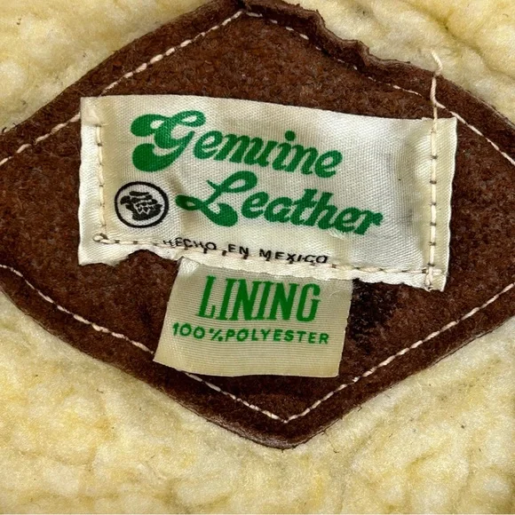 Vintage Genuine Suede Leather Faux Sherpa Vest Snaps Pockets Brown Unisex Large - Picture 9 of 16